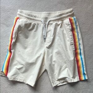 Cream Shorts with Rainbow Stripes